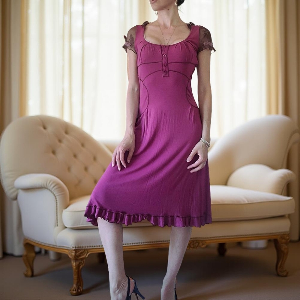 Pretty Purple Lace Summer Midi Dress